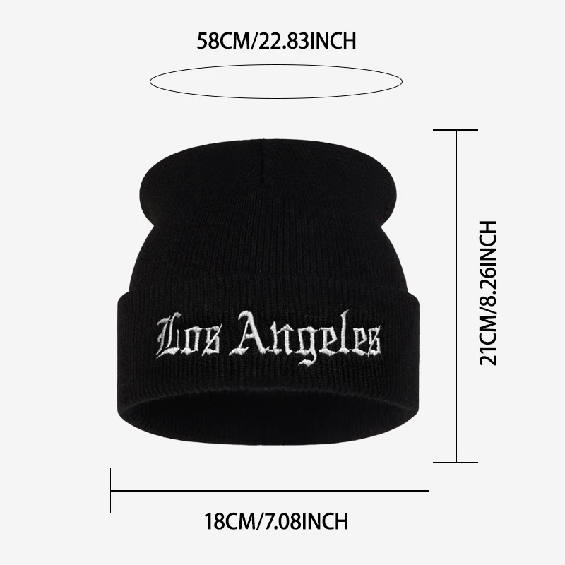 2 Pack Los Angeles Embroidery Knit Beanie Set Adult Thermal Winter Hats Street Fashion Christmas Holiday Gift