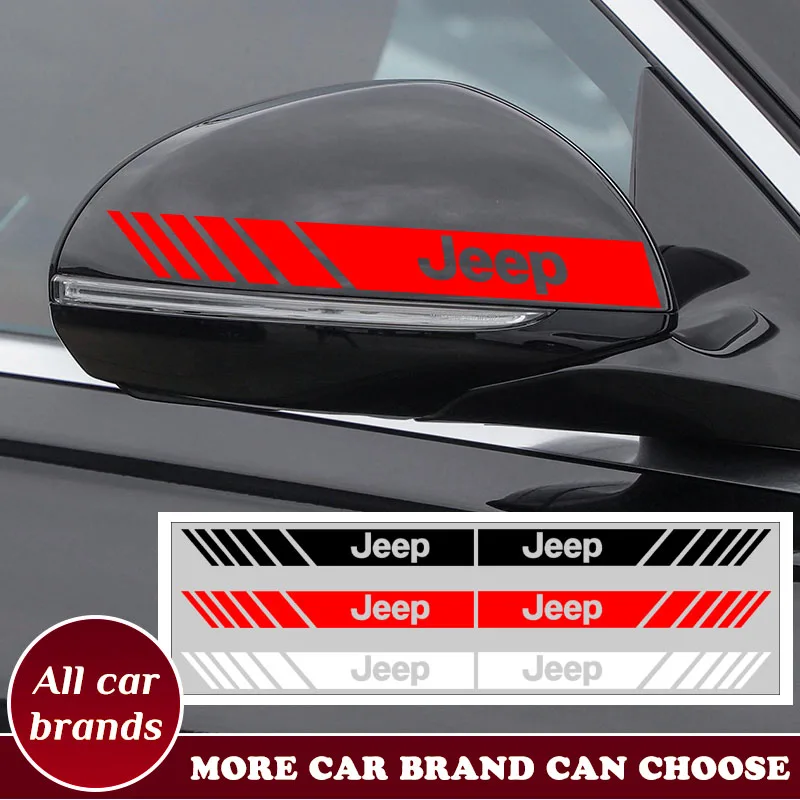 

2pcs Car Rearview Mirror Stickers Side Stripe DIY Decal Car Styling For Jeep Wrangler Grand Cherokee Renegade Tyre Stem Air Caps