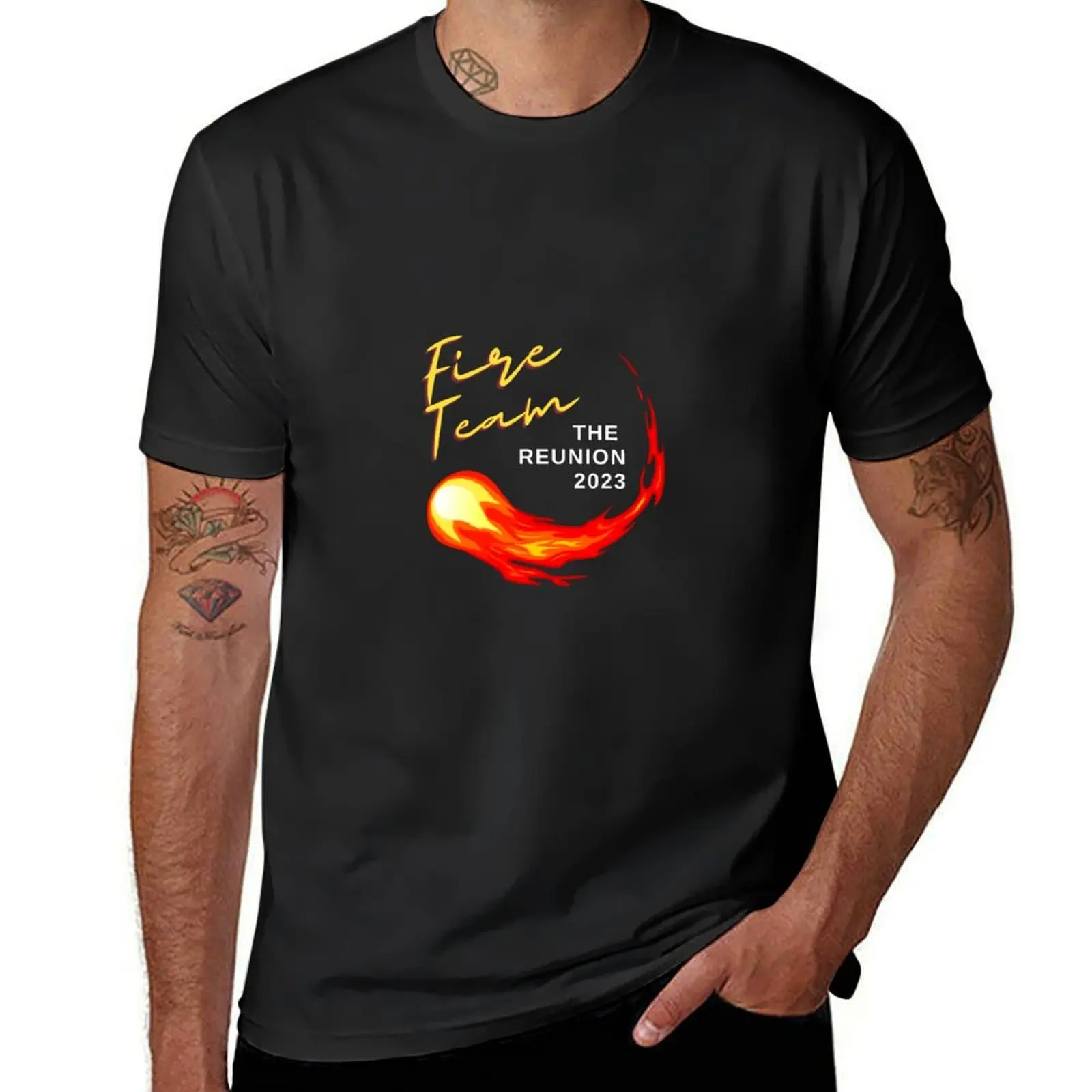 

Fire Team Reunion Black T-Shirt heavyweights quick-drying oversized mens t shirts pack