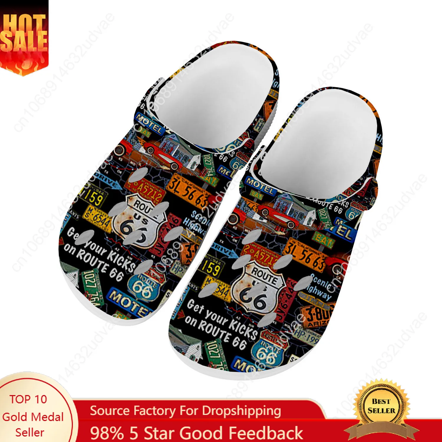 

License Car Plate Number Retro Novelty Design Water Shoes Mens Womens Home Garden Clogs Customizd Sandals Beach Hole Slippers