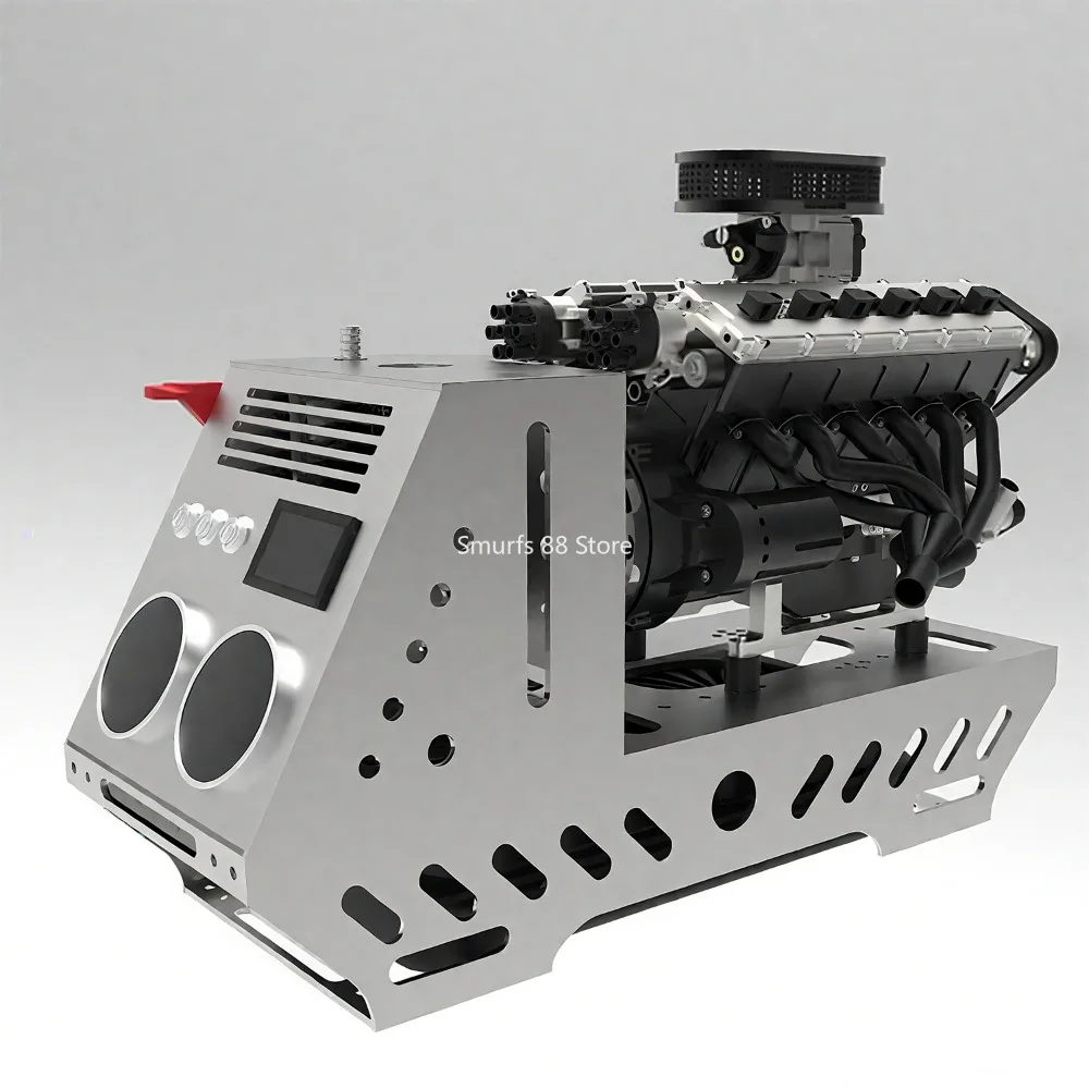 GS V12 Metal Engine Model 72CC 4-Stroke 12-Cylinder Gasoline Engine Model with Base 48-Valve Water-Cooled Electric Start Toys