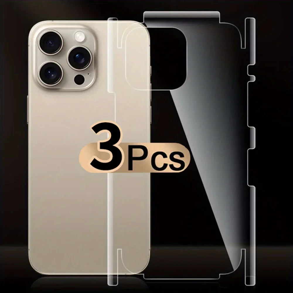 3 Sets Rückseite Hydrogel Film Rand Rahmen Aufkleber für iPhone 16 Pro 15 14 13 12 ProMax Plus Rückseite volle Abdeckung Displayschutzfolien