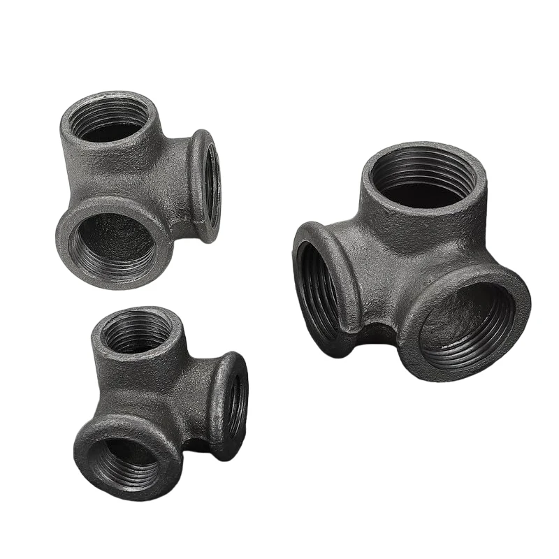 4 Pcs Right-angle Tee Water Pipe Joint 4 Points 6 Points Pipe Connector Metal Three-dimensional Tee Pipe