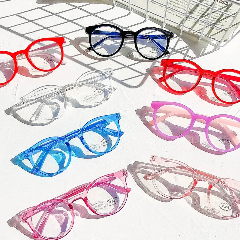 2024 New Round frame Anti Blue Light Glasses Plain Glasses Children Radiation Protection for Kid Computer Phone Online Course