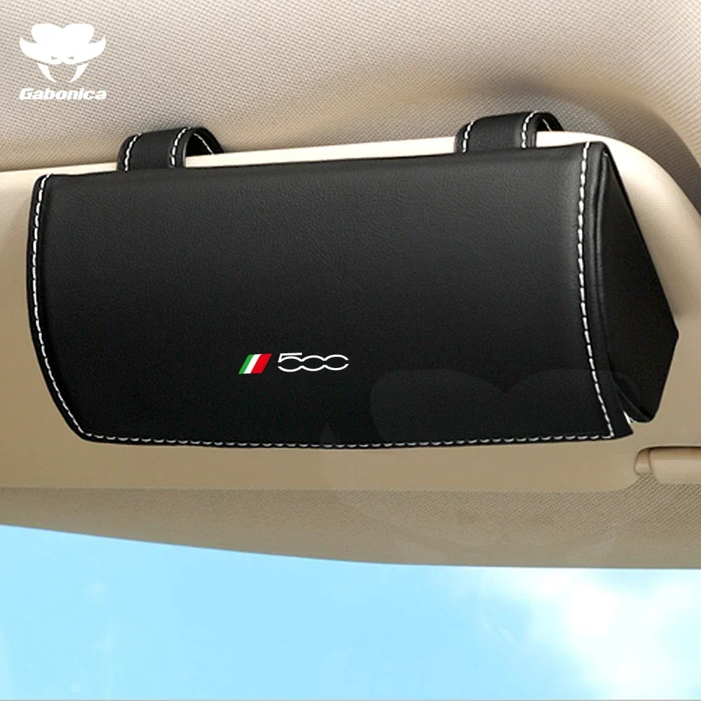 Car glasses case general car glasses clip Leather sunglasses storage box For Fiat 500 500C 500X 500L Auto Interior Accessories