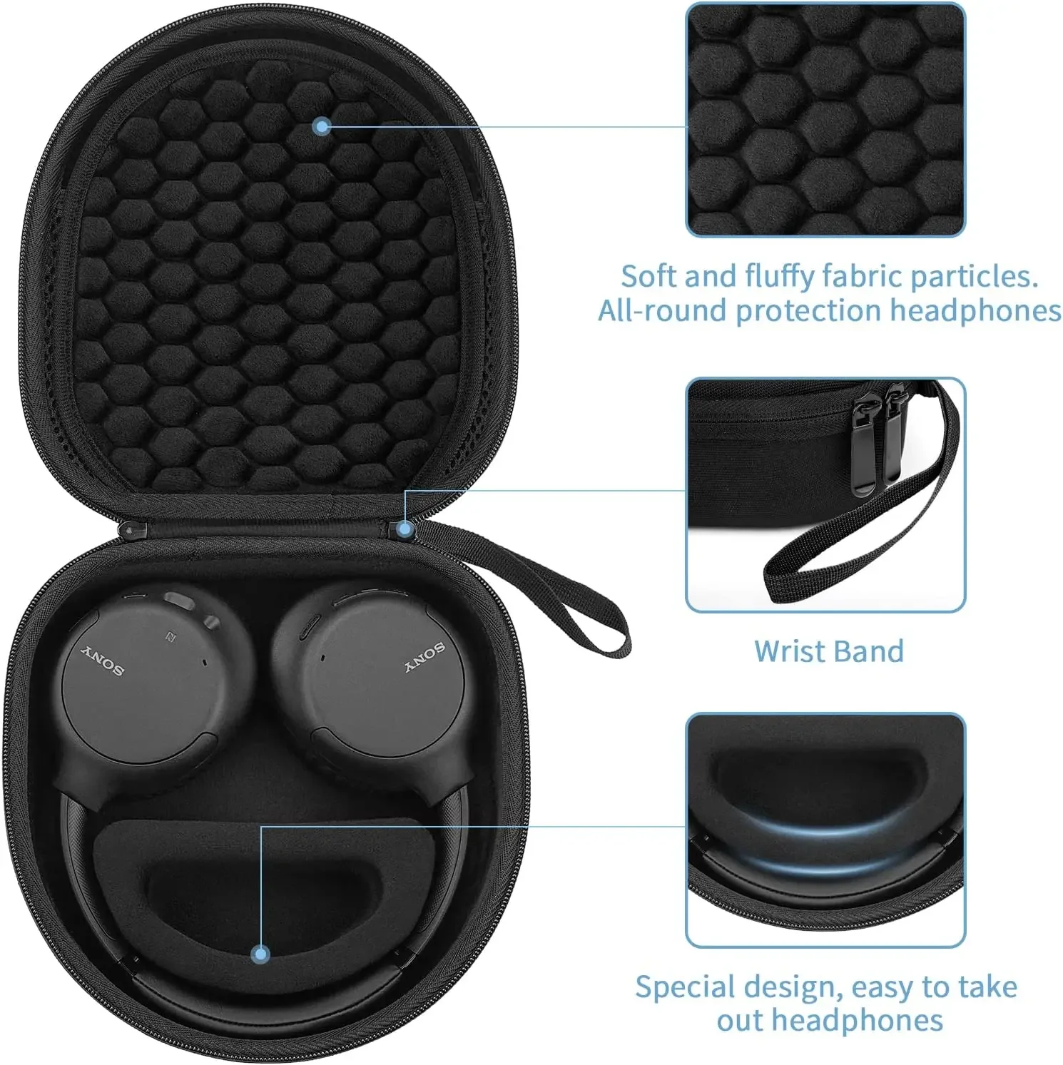 Yinke Headphone Hard Case For Sony WH-CH700N CH710N CH720N Edifier W830NB Earphone Travel Protective Cover EVA Storage Bag