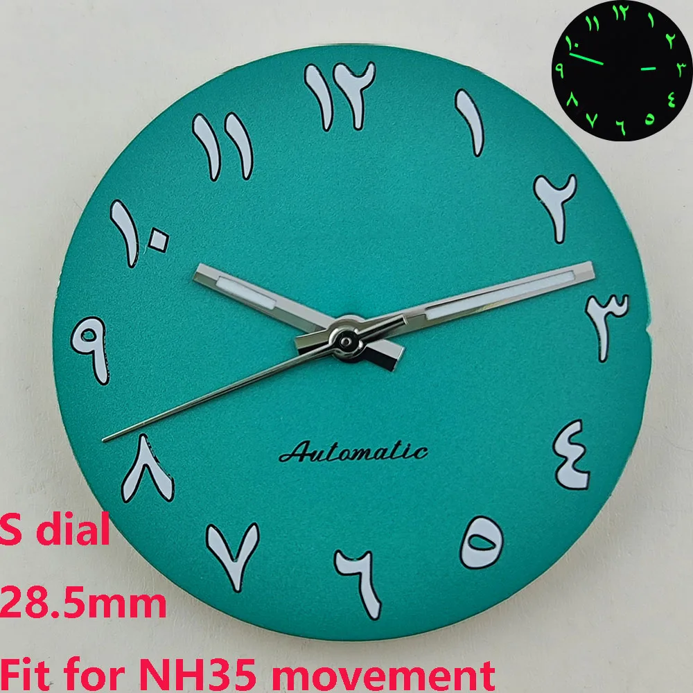 Manecillas de reloj con números árabes, NH35, dial S, 28,5mm, adecuado para NH35/NH36, movimiento, accesorios de reloj, herramienta de reparación, nuevo