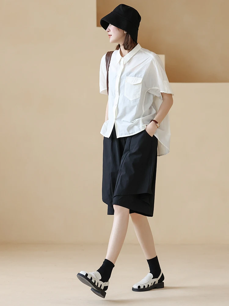 กางเกงขายาวผ้าฝ้ายบางเบาสำหรับฤดูร้อน ทรงหลวม ขากว้าง สไตล์ลำลอง ห้าส่วน ทรงบาน ใส่ได้หลายโอกาส ไซส์ใหญ่ เรียบง่าย