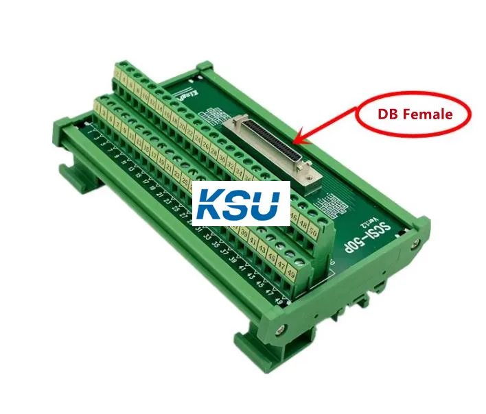 

SCSI50PIN SCSI 50 Pin Female Terminal Block Breakout PLC Relay Terminals DIN Rail Mounting Adapter Connector for date cable