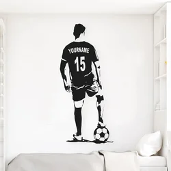 Custom Football Wall Sticker Vinyl Art Home Decor Soccer Player Silhouette Decal Personalized Name and Jersey Numbers Mural G007