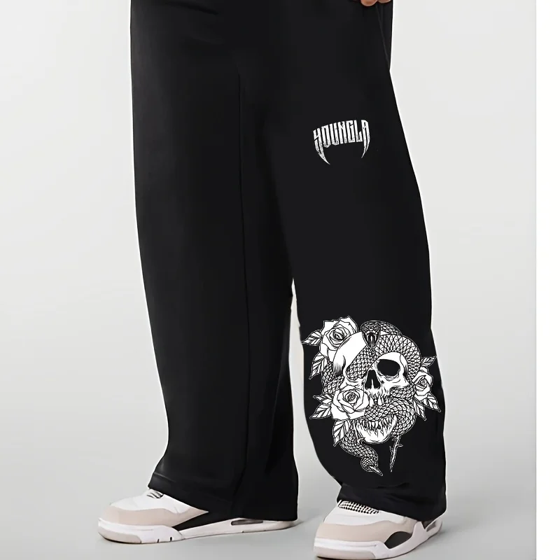 

Men's Sports Jogging Pants with Wide Legs, Comfortable Padding Design, Sporty Bottom Wear, Street Casual Style