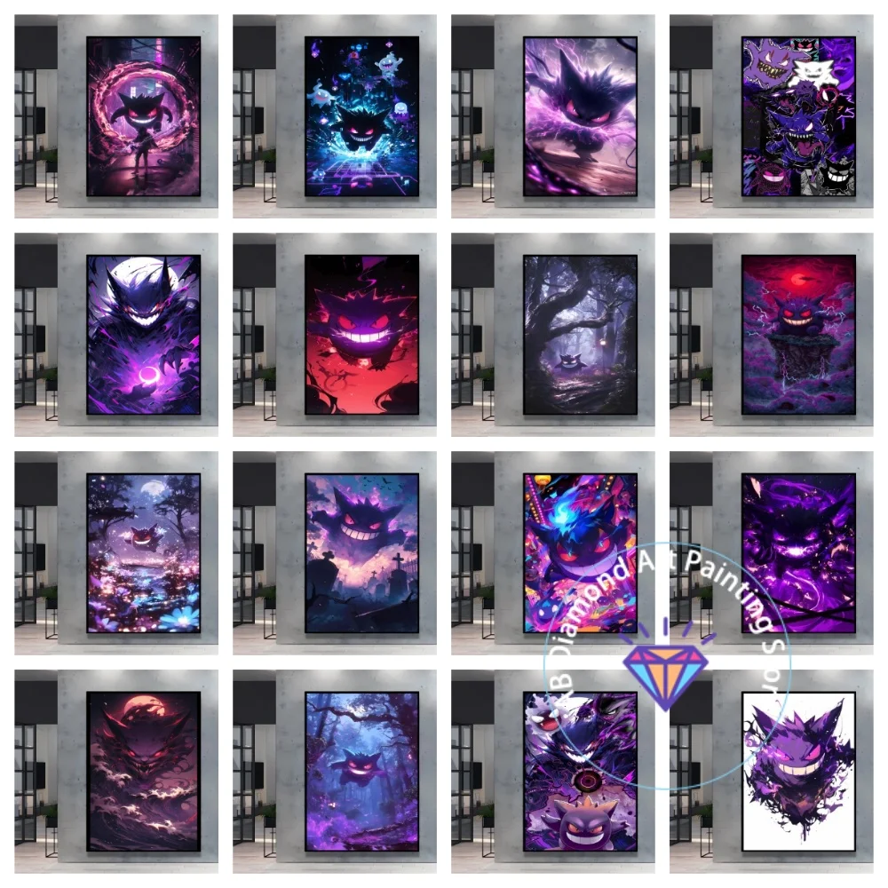 

Cool Pokemon Gengar Square Round AB Diamond Painting Kit 5D DIY Diamond Embroidery Handmade Art Gift Crafts Home Decor Gift
