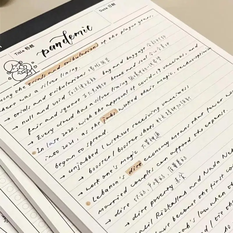 1 stücke Einfache Student B5 Notebook Große Kapazität Zerreißbar Zugluft Papier Klassenzimmer Notizen Rekord Buch kinder Tagebuch
