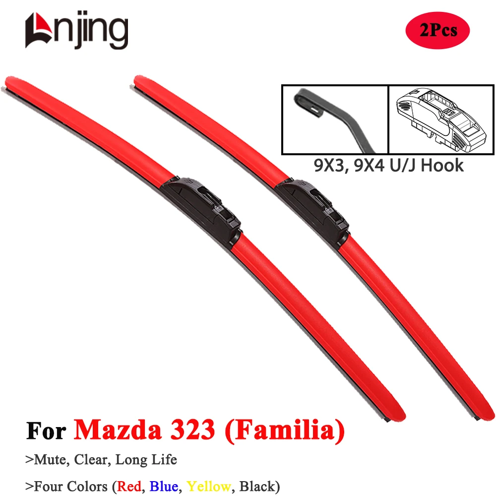 

LNJING Colorful Wiper Blades For Mazda Familia 323 Protege C F P S 1994 1995 1998 2000 2003 2004 Model Car Exterior Accessories