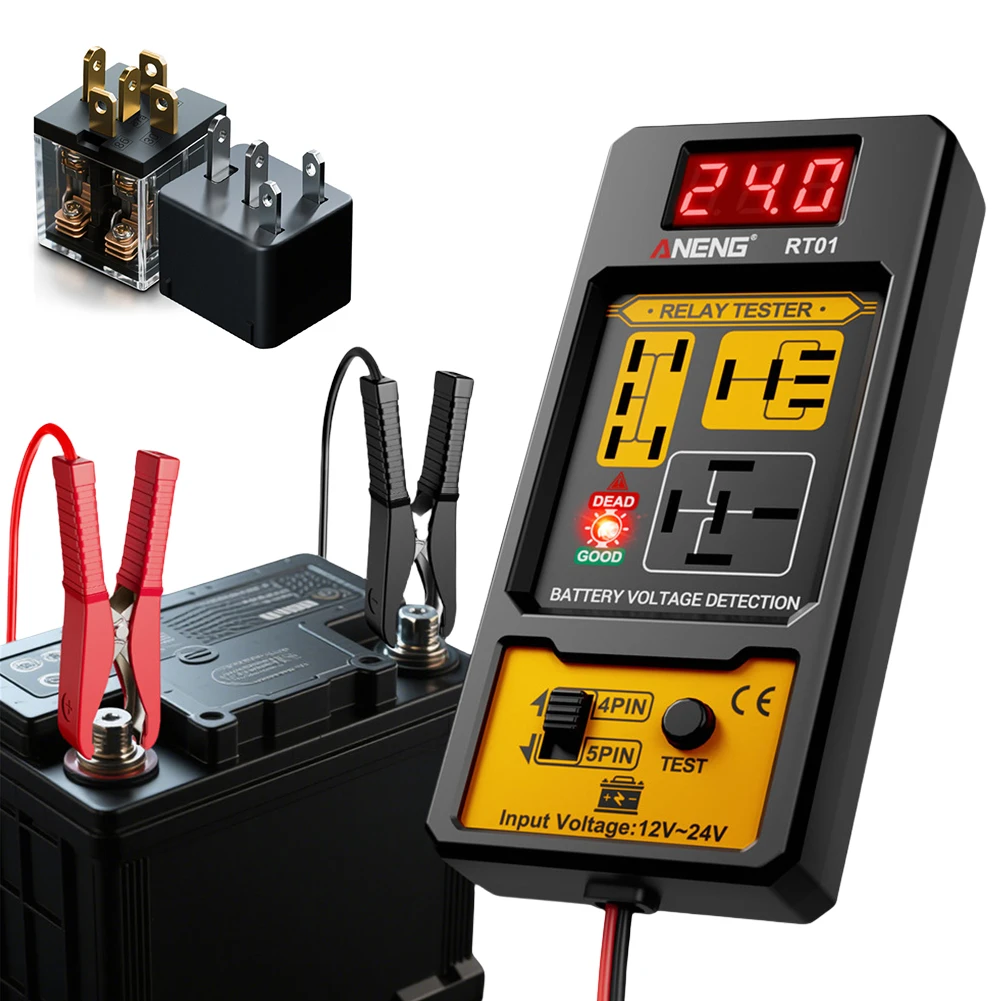 ANENG RT01 디지털 릴레이 감지기 차량 감지 배터리 11-25V 전압 수리 4/5 피트 소켓 릴레이 분석 LED 표시기