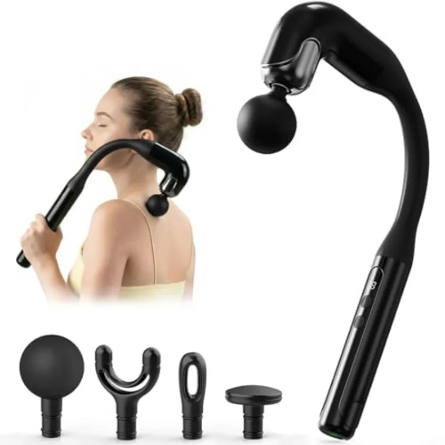 

Массажный пистолет с удлиненной ручкой, 10 мм, для глубокого массажа тканей, электрический массажер для шеи и спины с 5 скоростями и 3 режимами для домашнего использования