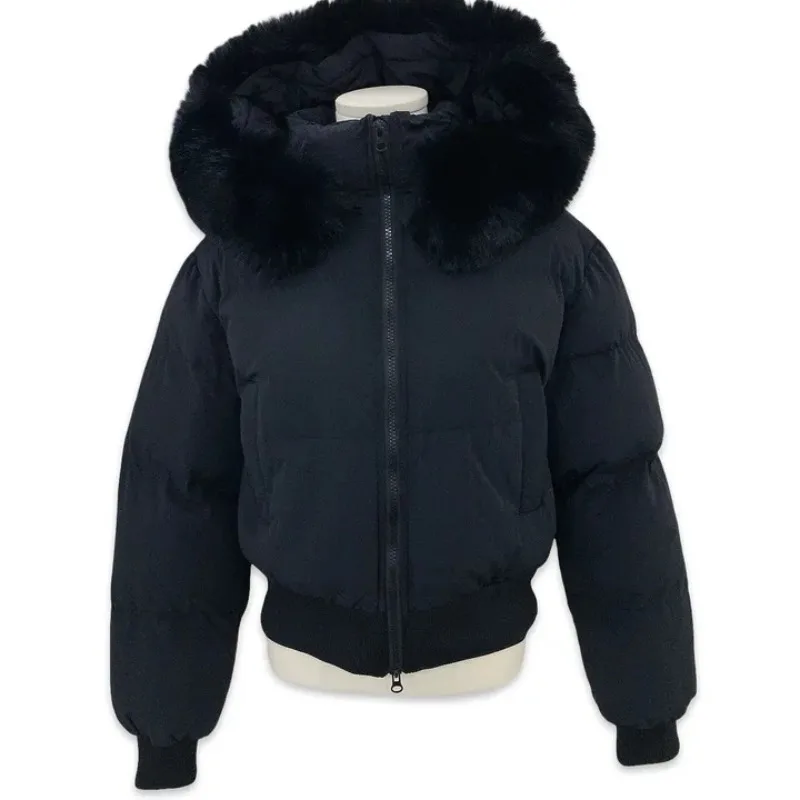 المرأة شيك ريترو القطن Jaet شتاء جديد Sle الكورية تصميم انفصال كبير الفراء طوق الخصر مقصوص سليم صالح #5