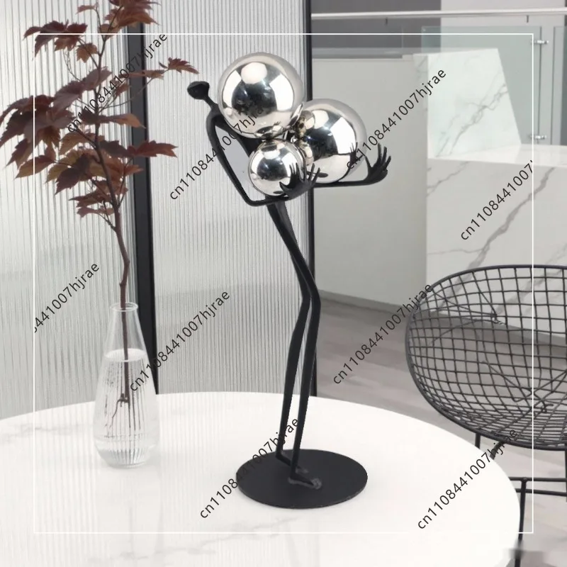 Modern light luxury black ball holder metal art ornament living room model room TV cabinet home decoration
