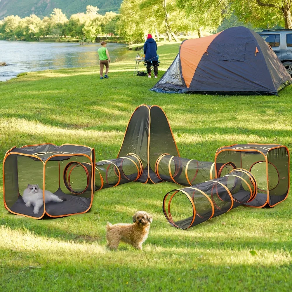 

Compatible With 6 In 1 Portable Cat Play Tent With Tunnels And Cat Houses For Indoor Outdoor