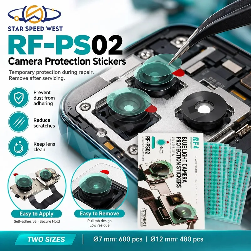 RF4 RF-PS02 Camera Protection Stickers Dust And Scratch Shield Low Residue Adhesive 1080Pcs For Phone Tablet Camera Lens Repair