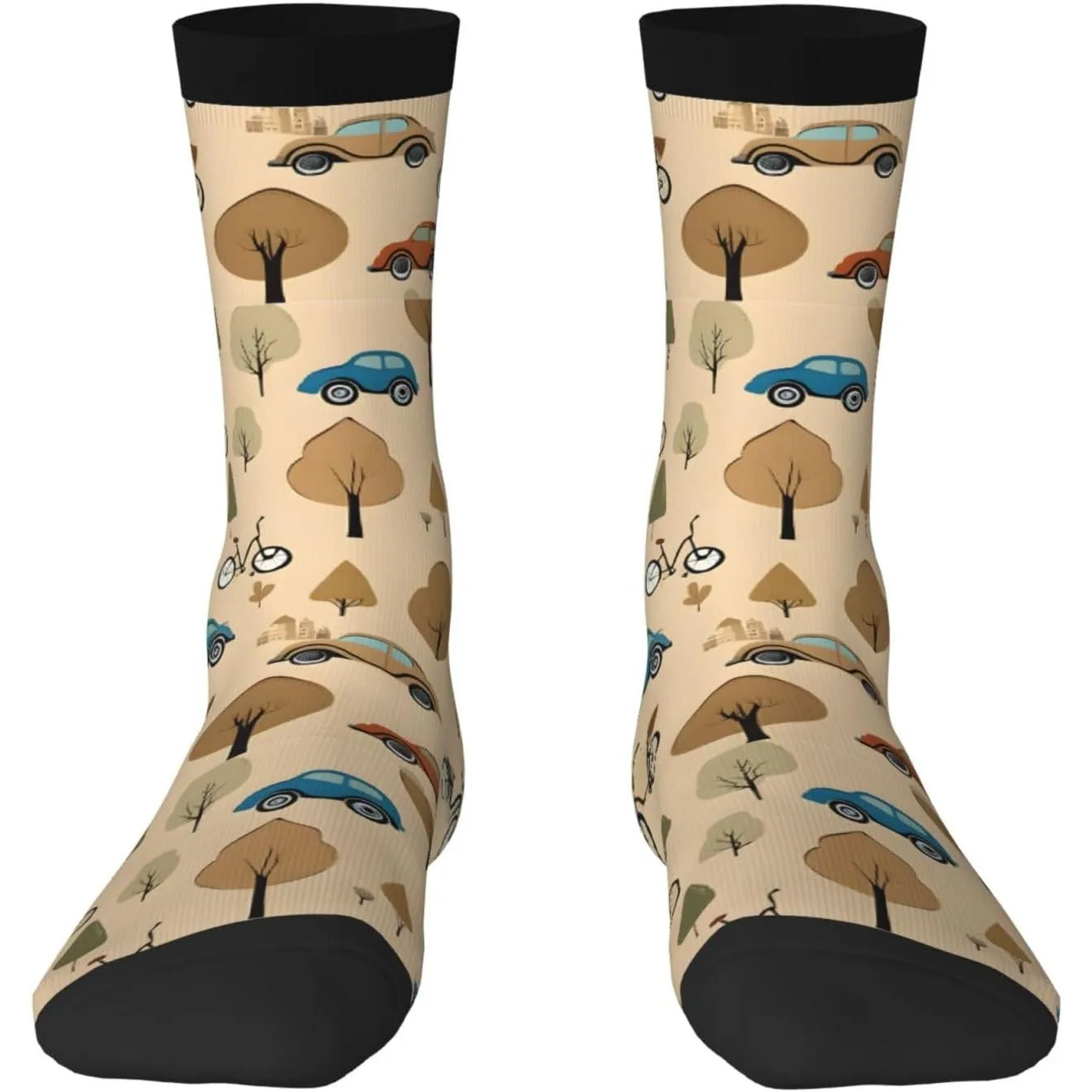 

Car and bicycle Printed Cute Patterned Calf Socks,Warm Compression Socks For Women & Men，Funny Cool Funky Adult Socks