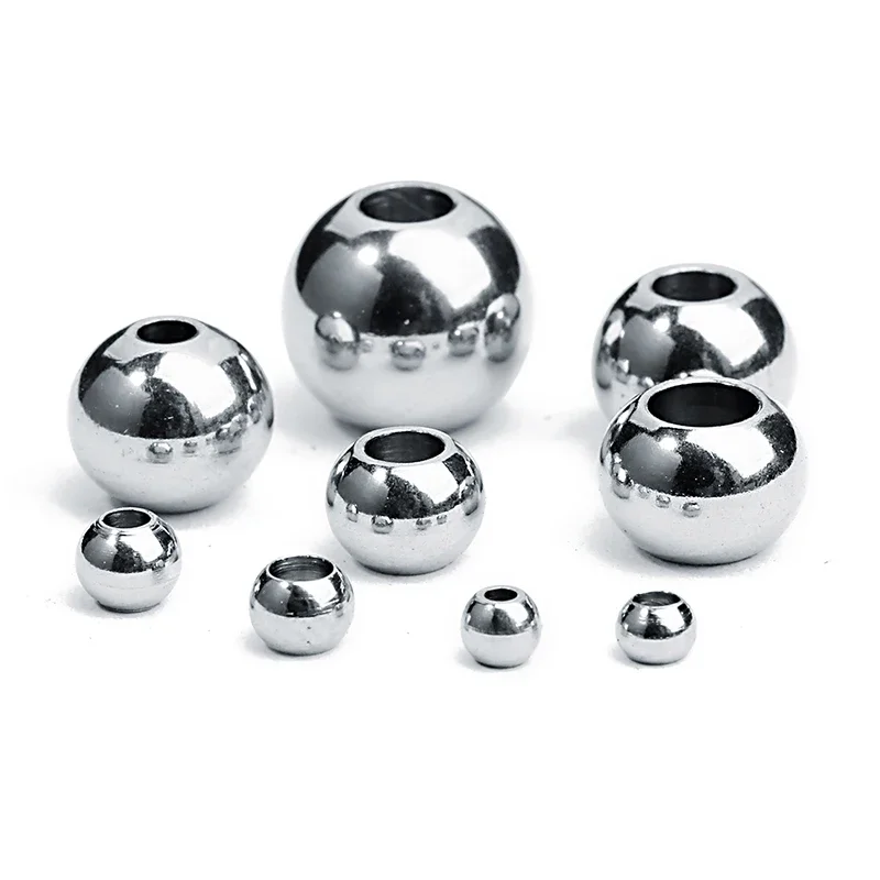 Termometro 50 pz/lotto Dia 3mm 4mm 6mm 8mm 10mm tondo rodio tono in acciaio inox grande foro perline distanziatore in metallo perline per gioielli fai da te