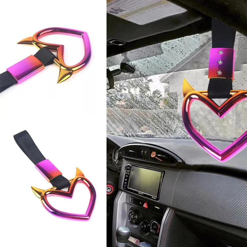 JDM Auto Accessories Cat Tsurikawa Ring Handle Hand Strap Loops Bumper Bus Car Drift Charm Warning Tag