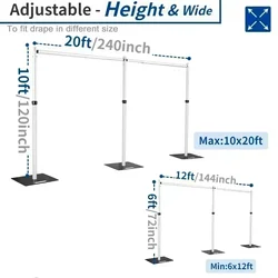 10x20FT Wedding Adjustable Crossbar Pipe&Drape Backdrop Stand portable Aluminum Stand for Mariage Balloon Decoration Party Decor