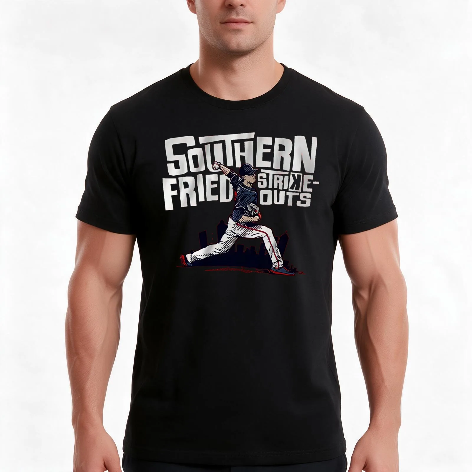 Max Fried southern Fried strikeouts T-Shirt, Summer Casual Cotton Tee, Oversized Streetwear Tops, Vintage Graphic Print