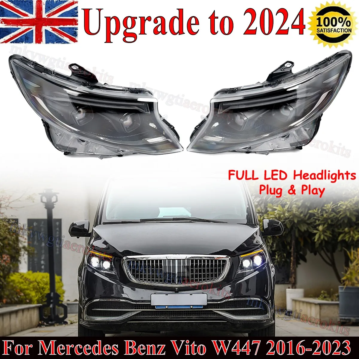 

Front Head Lights For Mercedes-Benz Vito W447 2016 2017 2018 2019 2020 2021 2022 2023 Upgrade To 2024 LED Projector Headlight