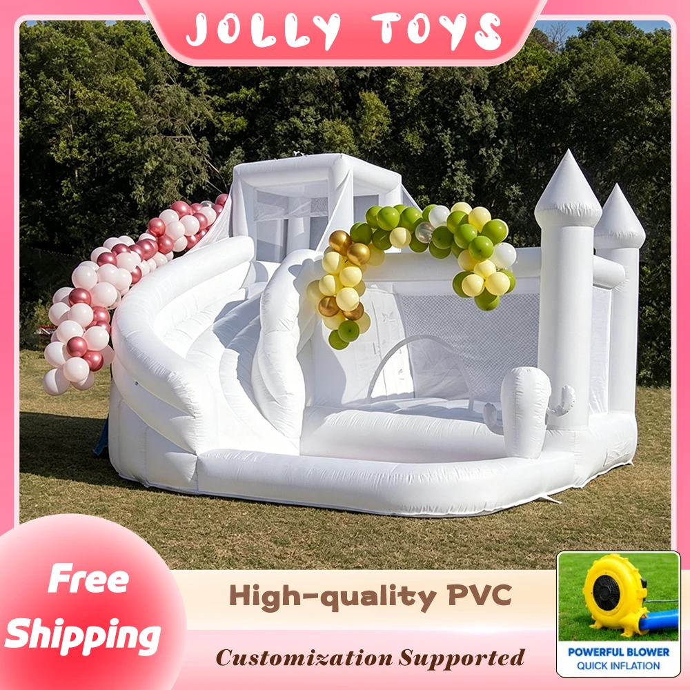 

Hot Selling White Inflatable Bounce House Indoor and Outdoor Jumping Inflatable Castle with Water Slide