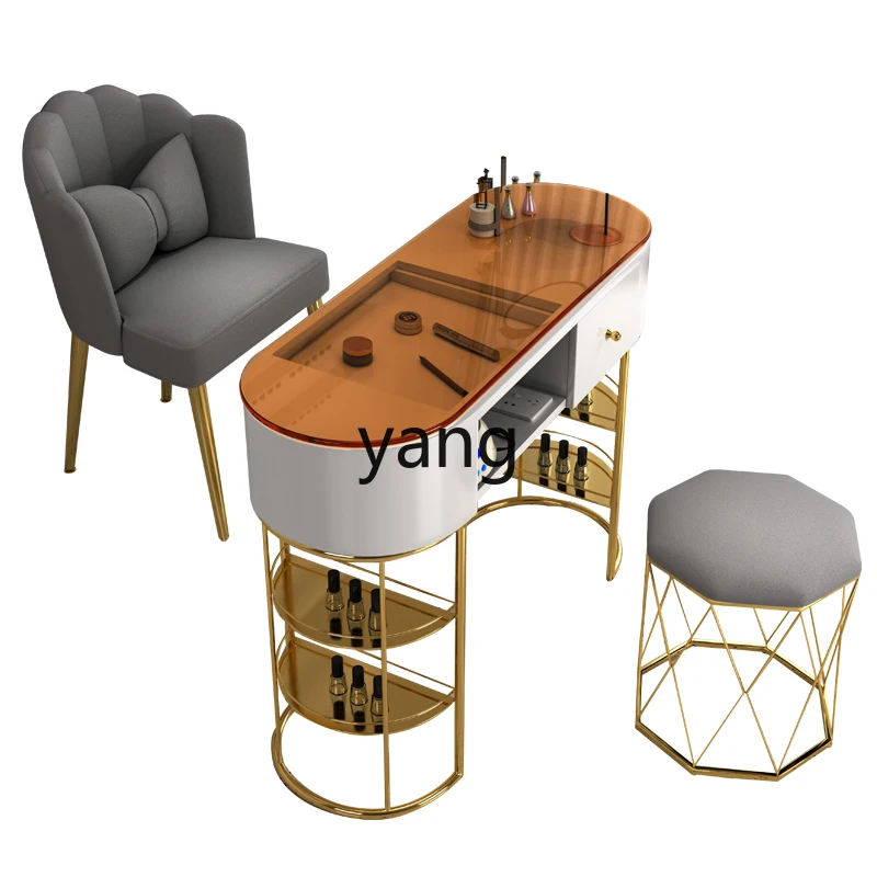 CX Nail Table and Chair Suit Economical Single Double Glass Nail Table