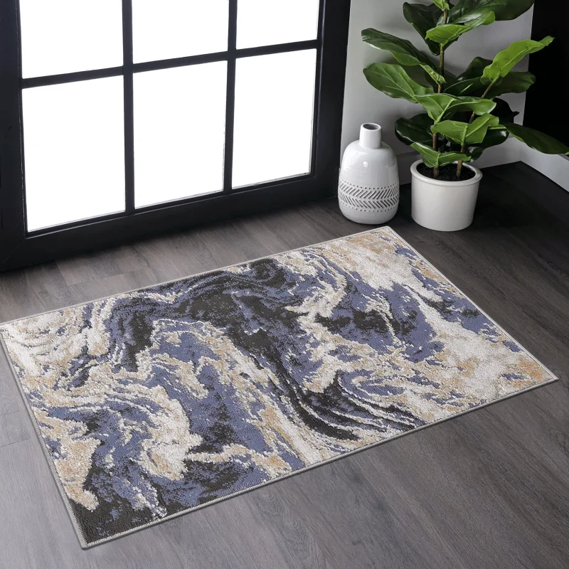 

LOOM & LUXE Collection 2X3 L.Blue /Abstract Non-Shedding Living Room Bedroom Dining Home Office Stylish and Stain Resistant Area
