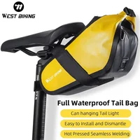 WEST BIKING-bolsa para SILLÍN impermeable, almacenamiento de herramientas, bolsa trasera para asiento trasero, 2,3l, bolsa con cierre enrollable para bicicleta de montaña y carretera, accesorios para ciclismo