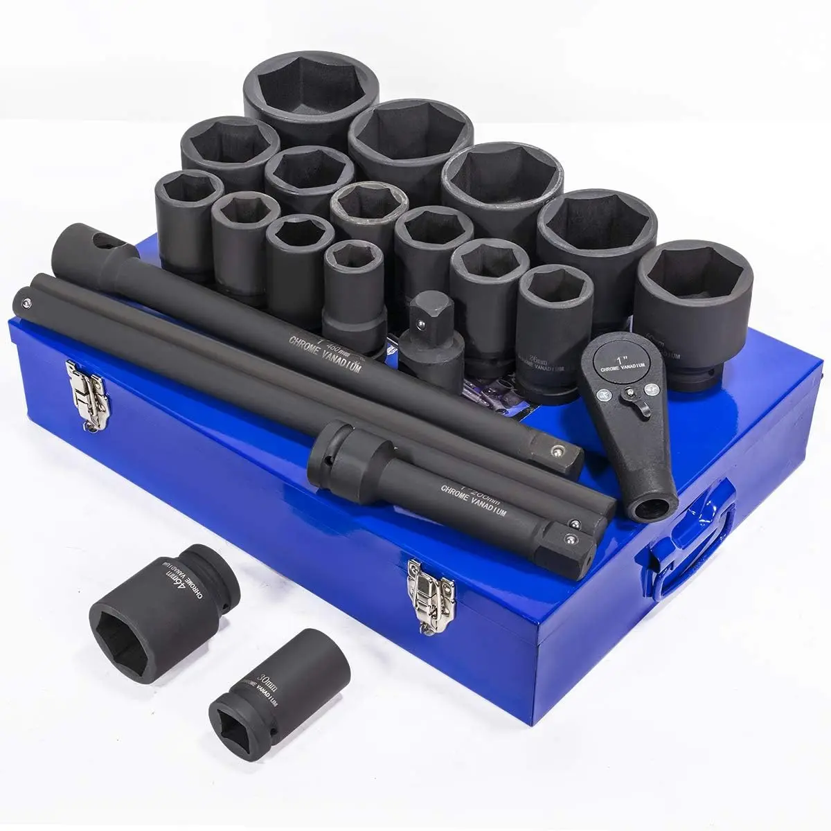 Impact Socket Set 1-inch e Extension Bar with 27mm to 80mm Case