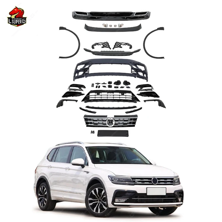 

PP Material R Style Body Kit for Volkswagen Tiguan 2018 Facelift Accessories Car Front Bumper Lip Rear Diffuser Body Kit