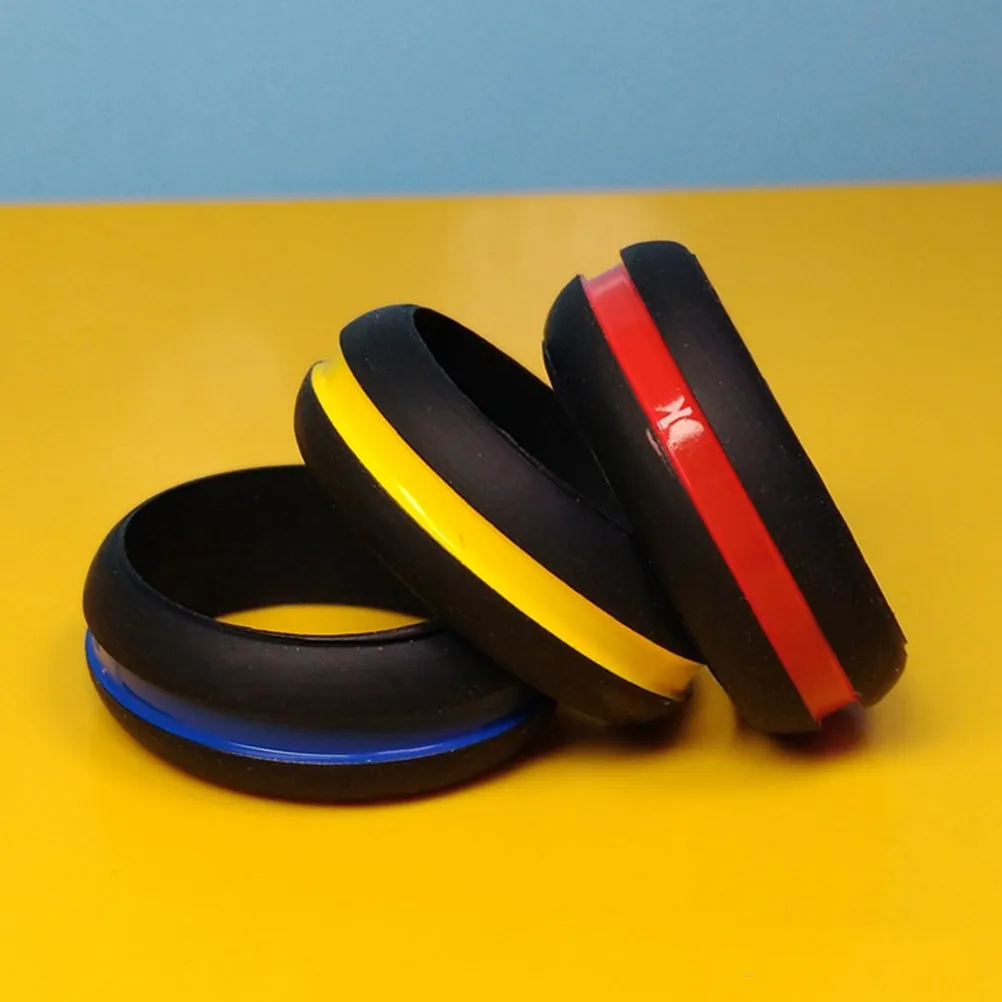 3Pcs Couple Rings Silicone Elegant Charming Scratch Resistant Jewelry Ring for Engagement Wedding Anniversary Birthday Gift Size