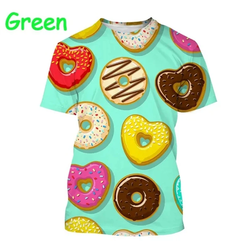 Donuts 3D Printed T-shirt Cute Chocolate Donuts Personality Food Menwomen Adults Clothes Harajuku Casual Short Sleeve T Shirt