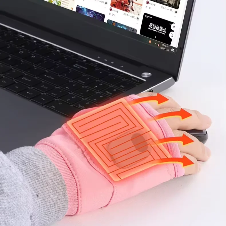 2000mAh Rechargeable Ultra Fiber Electric Fingerless Gloves for Women Outdoor Winter Comfort Design Hand Warmer Thin Gloves