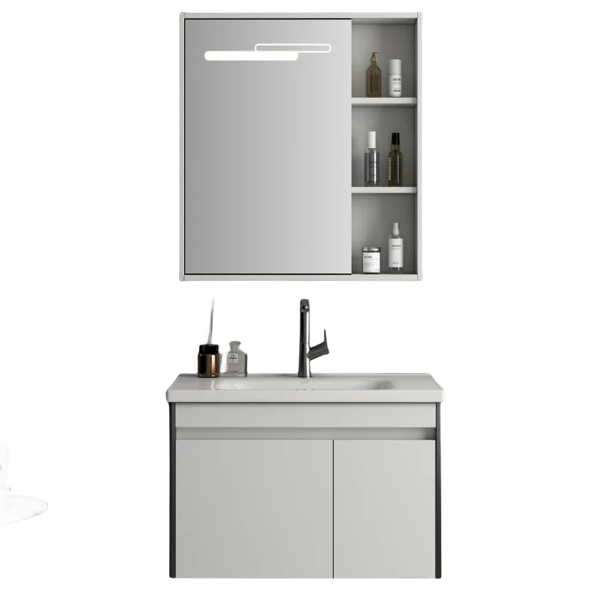 

z Plywood Single Sink Modern Simple Design Wall Mount Bathroom Vanity Cabinets With Mirror Basin