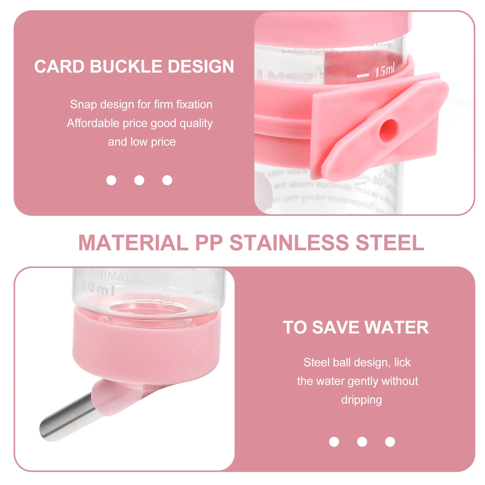 

2Pcs 80ml Leak-Proof Automatic Water Feeder Durable Practical Drinking Equipment for Hamsters Puppies Kitty Water Feeder