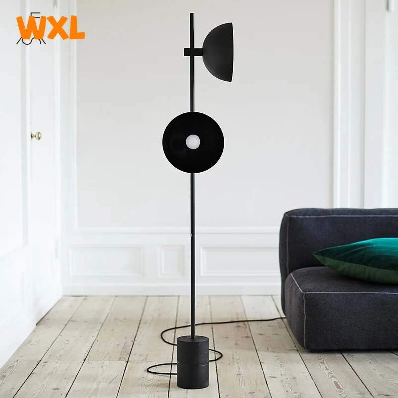 Nordic Black LED Floor Lamps Marble Base Standing Lamp Double Horn Floor Lights Iron Art Lamp for Bedroom Living Room Floor Lamp