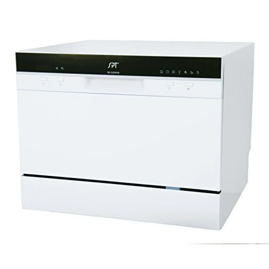 Countertop Dishwasher with Delay Start LED White ENERGY STAR Certified Compact Design for Small Kitchens Stainless Steel Interi