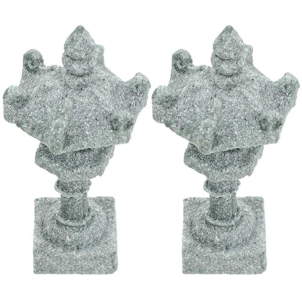 

2 Pcs Decorate Japanese Tower Light Decoration Miniature Garden Ornament Stone Pagoda Statue