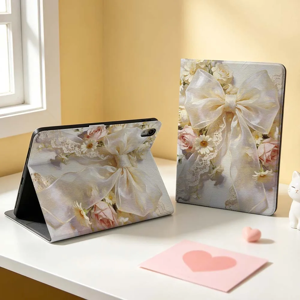 Beautiful Bow Pattern For Apple iPad Pro Mini A16 A17 A14 4 5 6 7 6th 12th Gen 9.7 12.9 11 13 M4 inch Tablet Case Pen Tray