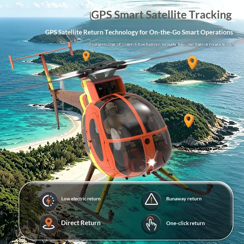Yuxiang F118s Md500 Round Head Bird Helicopter Dual Brushless Motor Gps Electric Remote Control Helicopter Model