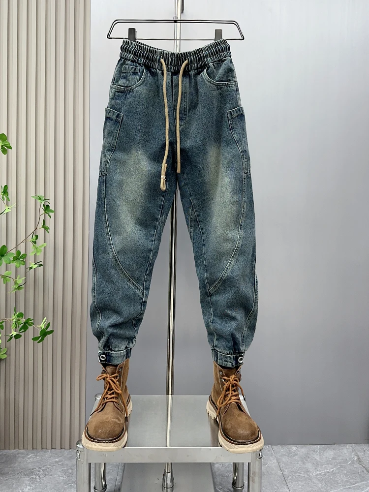 

Cool Harajuku Sle Men's Jeans with Multiple kets Loose Waed Retro Trendy Knife Pants Casual Spring Autumn Wear