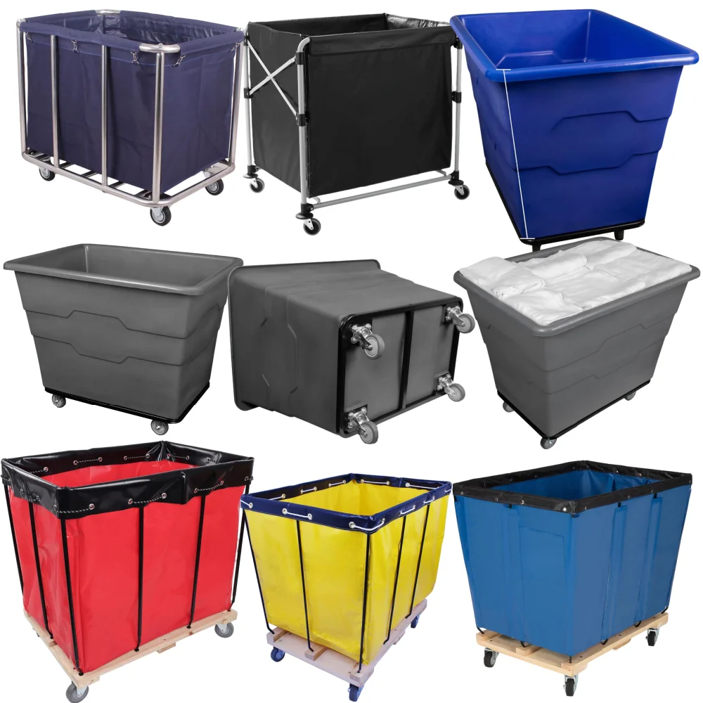

2025Manufacturer's Four-Wheel Roll Container Plastic Laundry Trolley Housekeeping Cart Linen Trolley Basket Bulk Laundry Truck