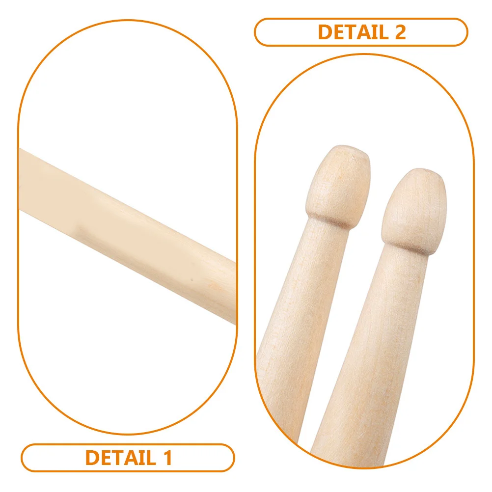 2Pairs أفخاذ خشب القيقب صوت واضح دائم ممارسة العصي للطبولين من معظم الأعمار عصي طبلة أفخاذ للبالغين