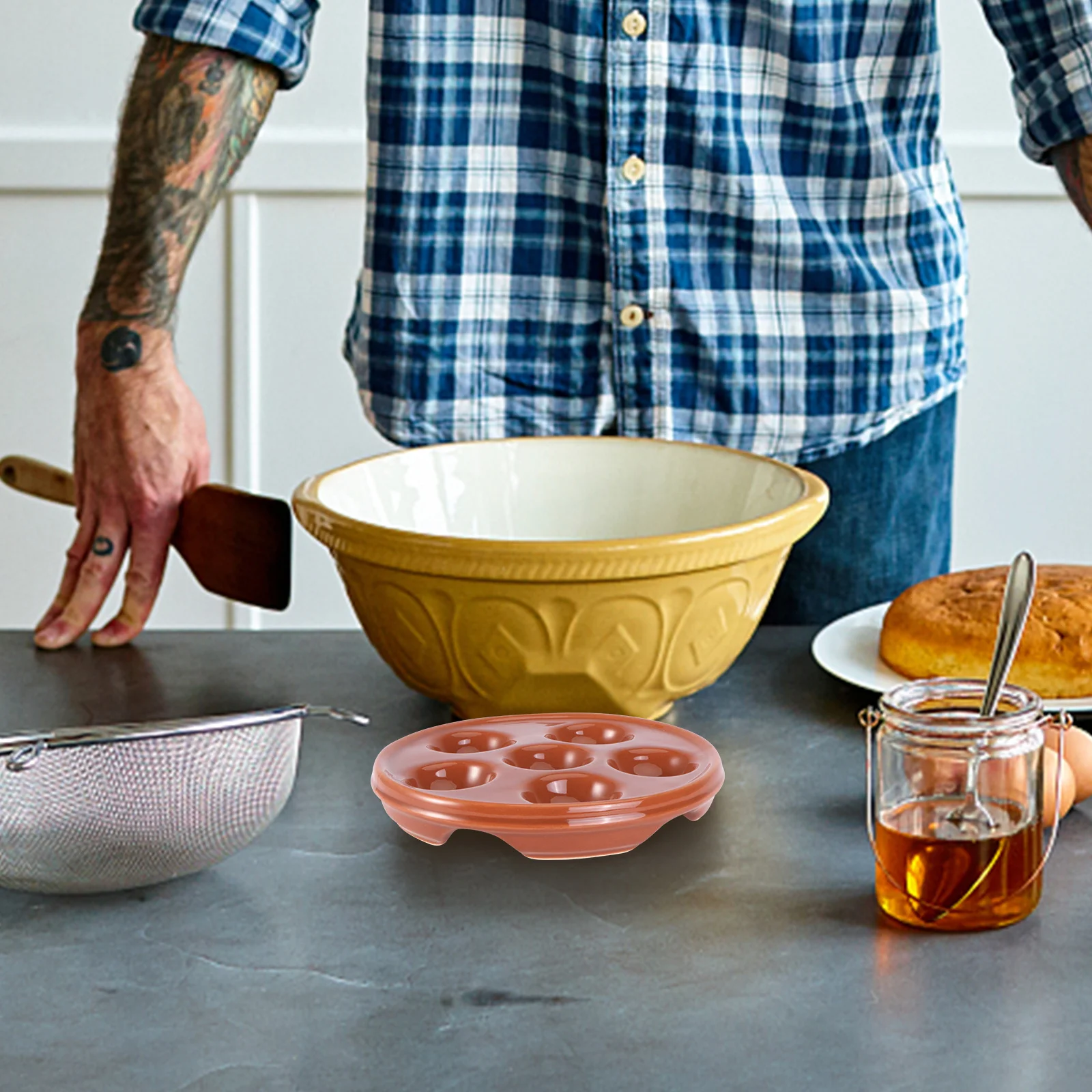 

Ceramic Escargot Baking Plate 6-Snail Snail Plate Oven Safe Dishwasher Kitchen Baking Dish Practical Serving